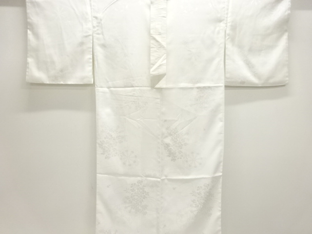 源氏車に花模様織出し単衣長襦袢